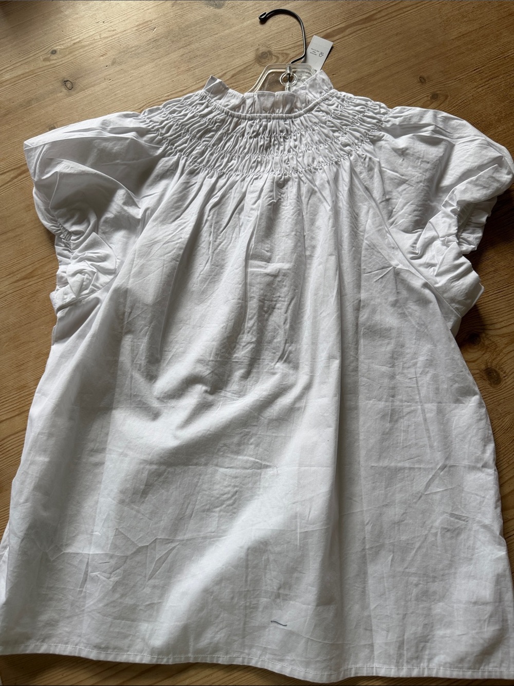 J. Crew White Smocked Yoke Button-Front Blouse NWT - Picture 3 of 3